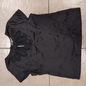NY Collection Embellished Jeweled Short‎ Sleeve Blouse Size PL